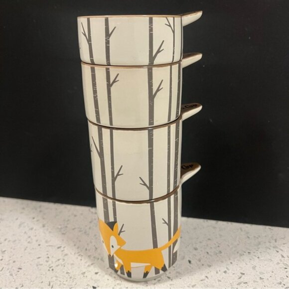 KITSCH’N GLAM Stackable Fox Birch Trees Themed Measuring Cups Set of 4 - Picture 2 of 15